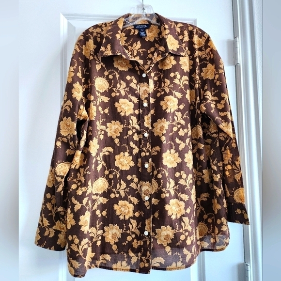 Jones New York Signature long sleeve floral button-down shirt size 2X - Picture 1 of 3